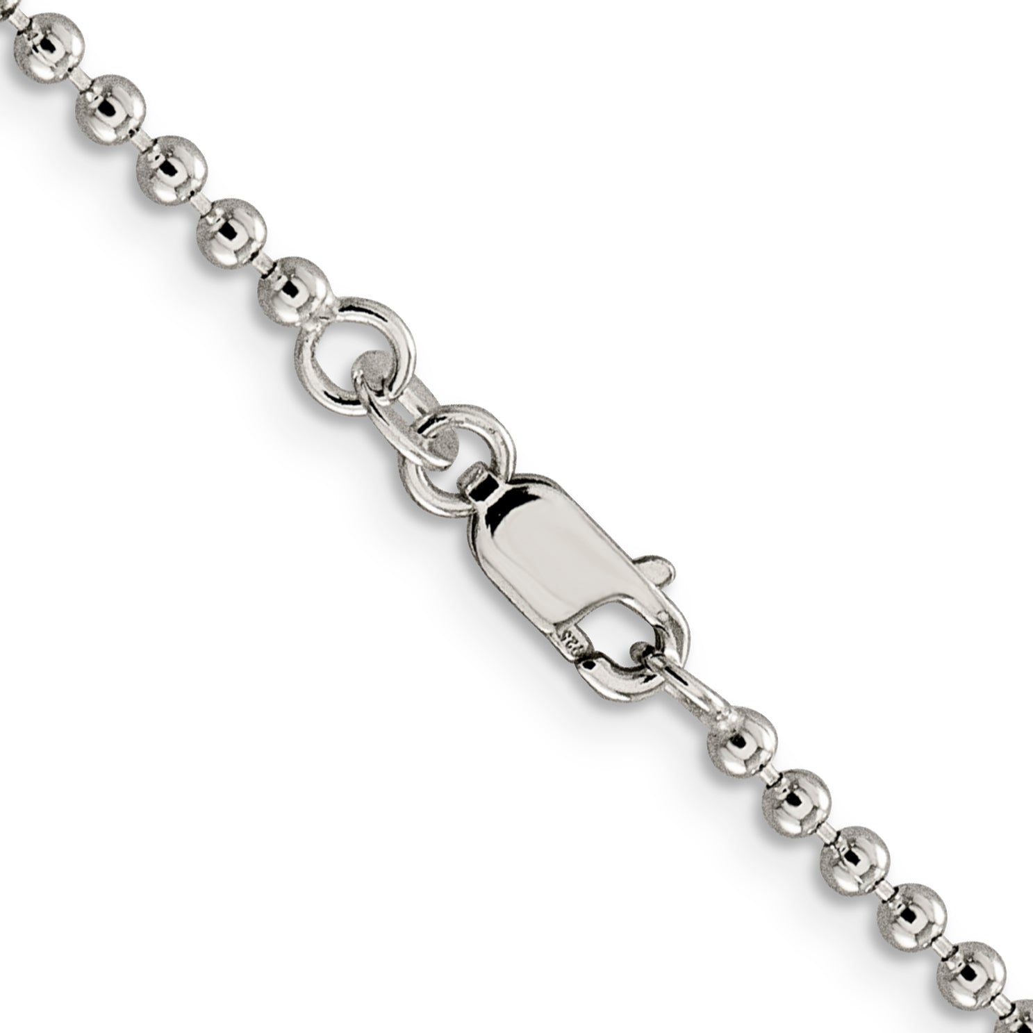 20 Inch Sterling Silver 2.35mm Beaded Chain Necklace