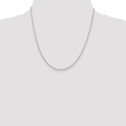 20 Inch Sterling Silver 2.35mm Beaded Chain Necklace