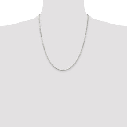 22 Inch Sterling Silver 2.35mm Beaded Chain Necklace