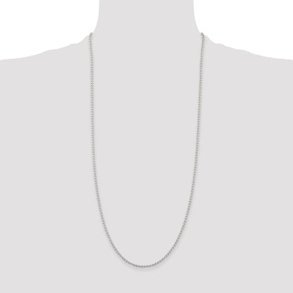 30 Inch Sterling Silver 2.35mm Beaded Chain Necklace