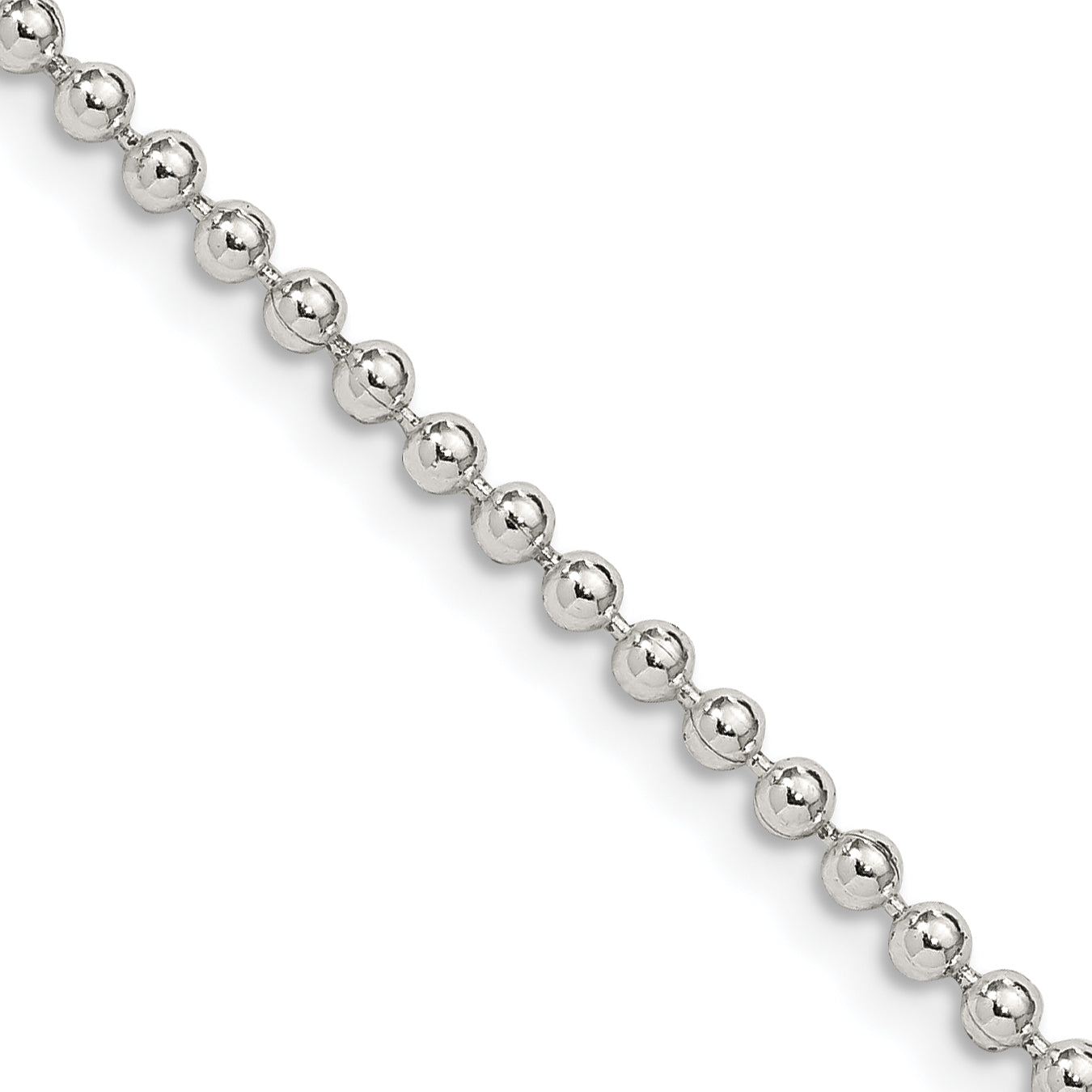 24 Inch Sterling Silver 2.35mm Beaded Chain Necklace