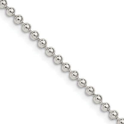 30 Inch Sterling Silver 2.35mm Beaded Chain Necklace