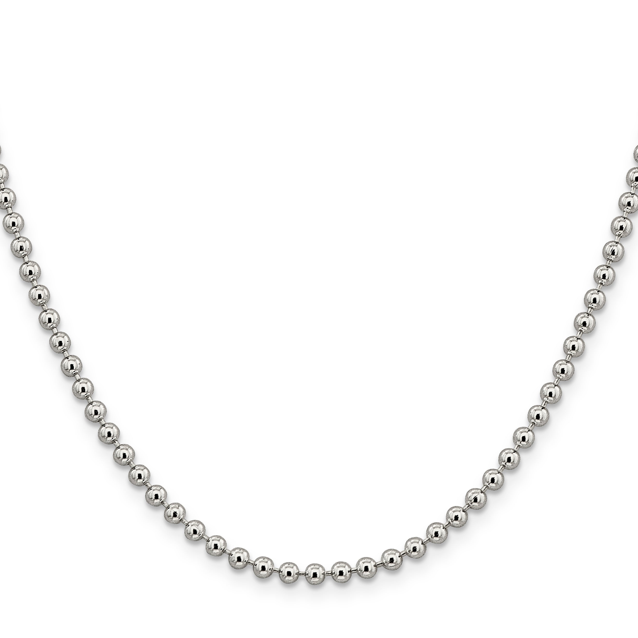 18 Inch Sterling Silver 3mm Beaded Chain Necklace