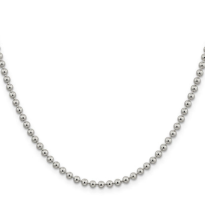 20 Inch Sterling Silver 3mm Beaded Chain Necklace