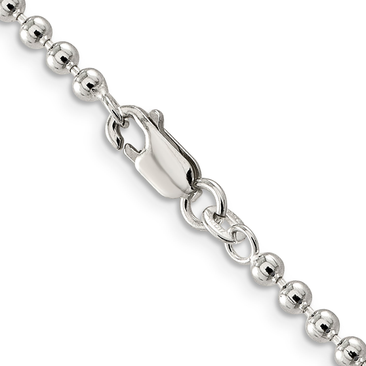 18 Inch Sterling Silver 3mm Beaded Chain Necklace