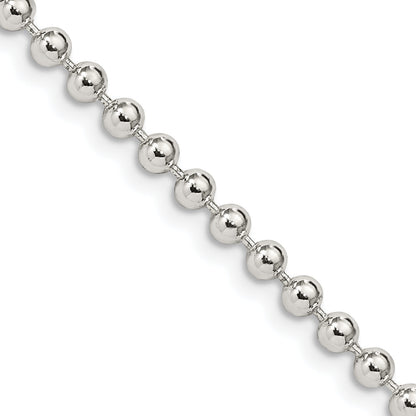 18 Inch Sterling Silver 3mm Beaded Chain Necklace