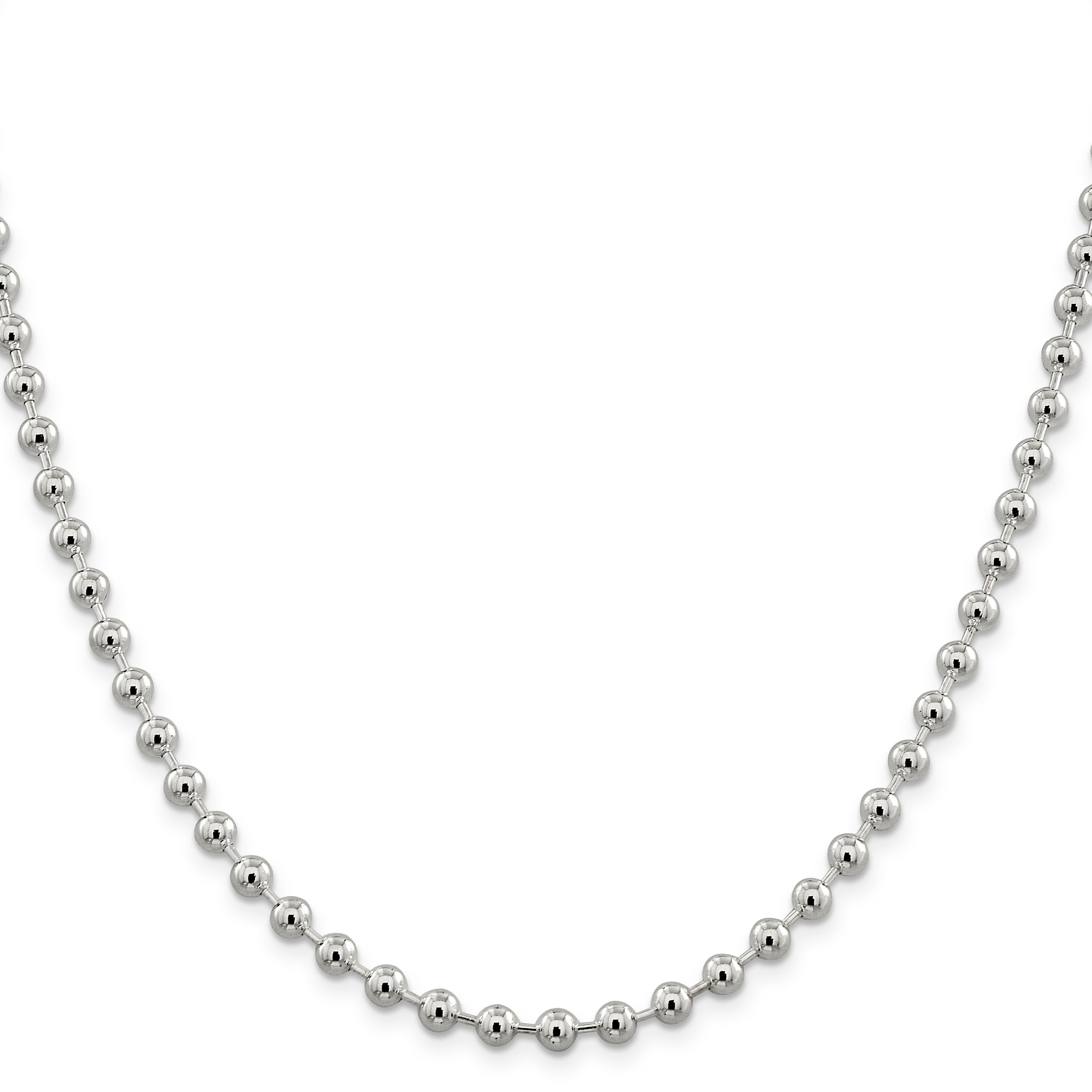 16 Inch Sterling Silver 5mm Beaded Chain Necklace