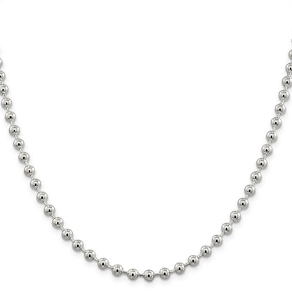 20 Inch Sterling Silver 5mm Beaded Chain Necklace