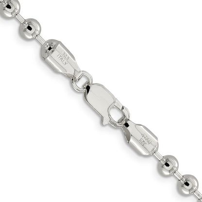 22 Inch Sterling Silver 5mm Beaded Chain Necklace