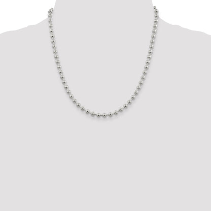 20 Inch Sterling Silver 5mm Beaded Chain Necklace
