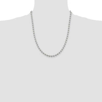 22 Inch Sterling Silver 5mm Beaded Chain Necklace