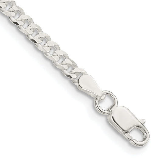9 Inch Sterling Silver 3.15mm Flat Curb Chain Bracelet