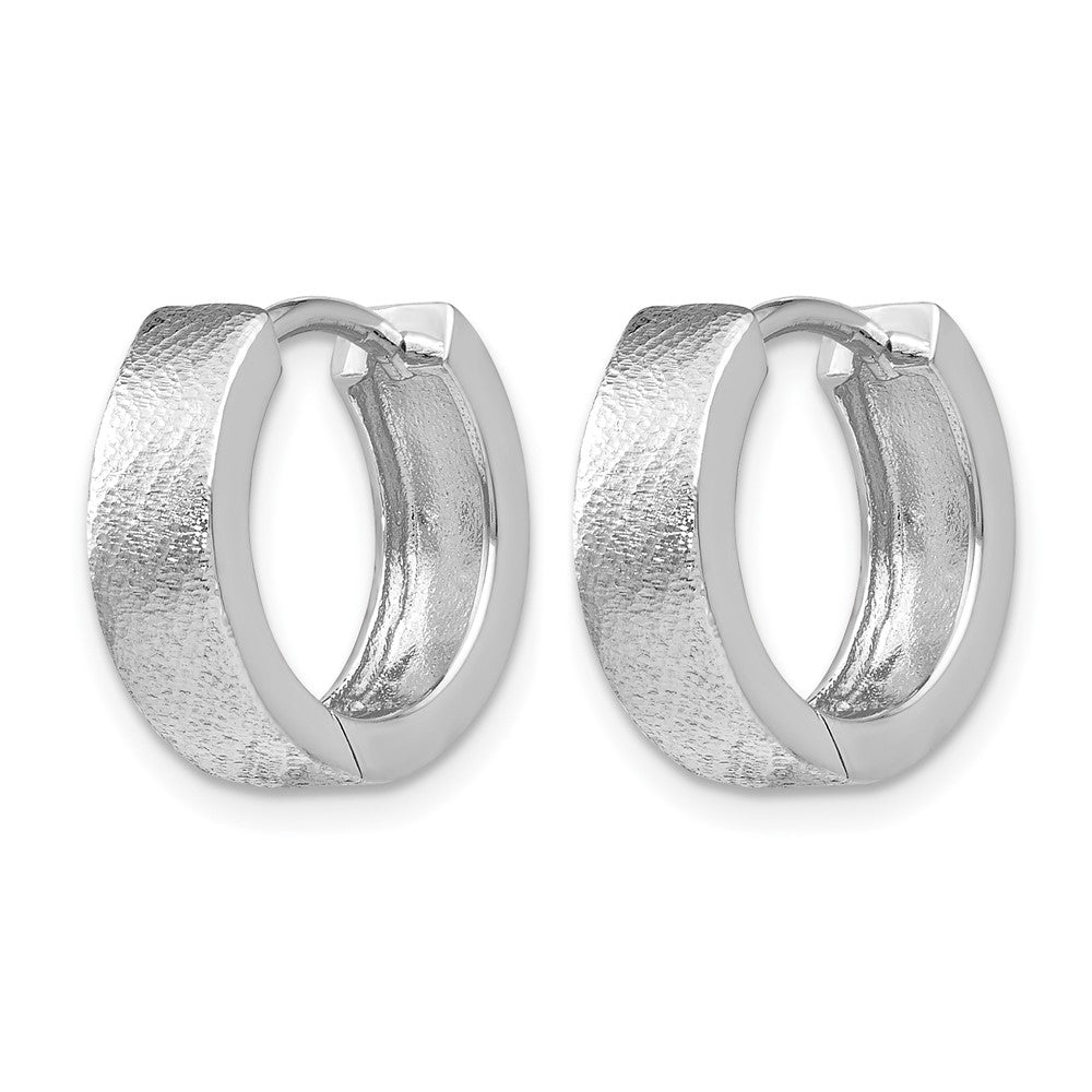 Sterling Silver Ss Rh Plated Radiant Essence Textured Huggie Hoop Earrings