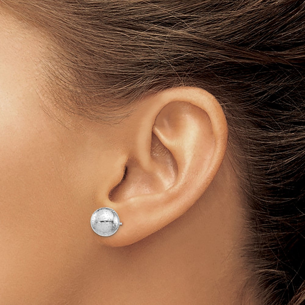 Sterling Silver Rhod Radiant Essence 10mm Ball Post Earrings