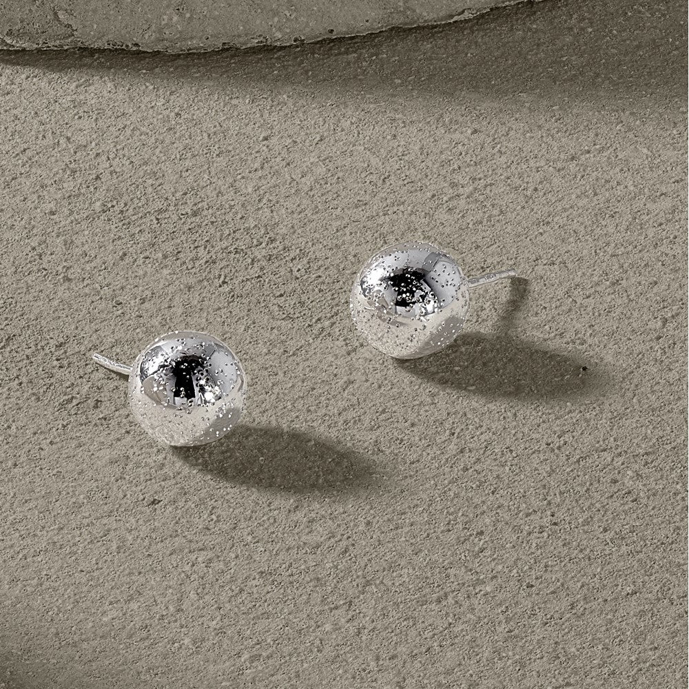 Sterling Silver Rhod Radiant Essence 10mm Ball Post Earrings