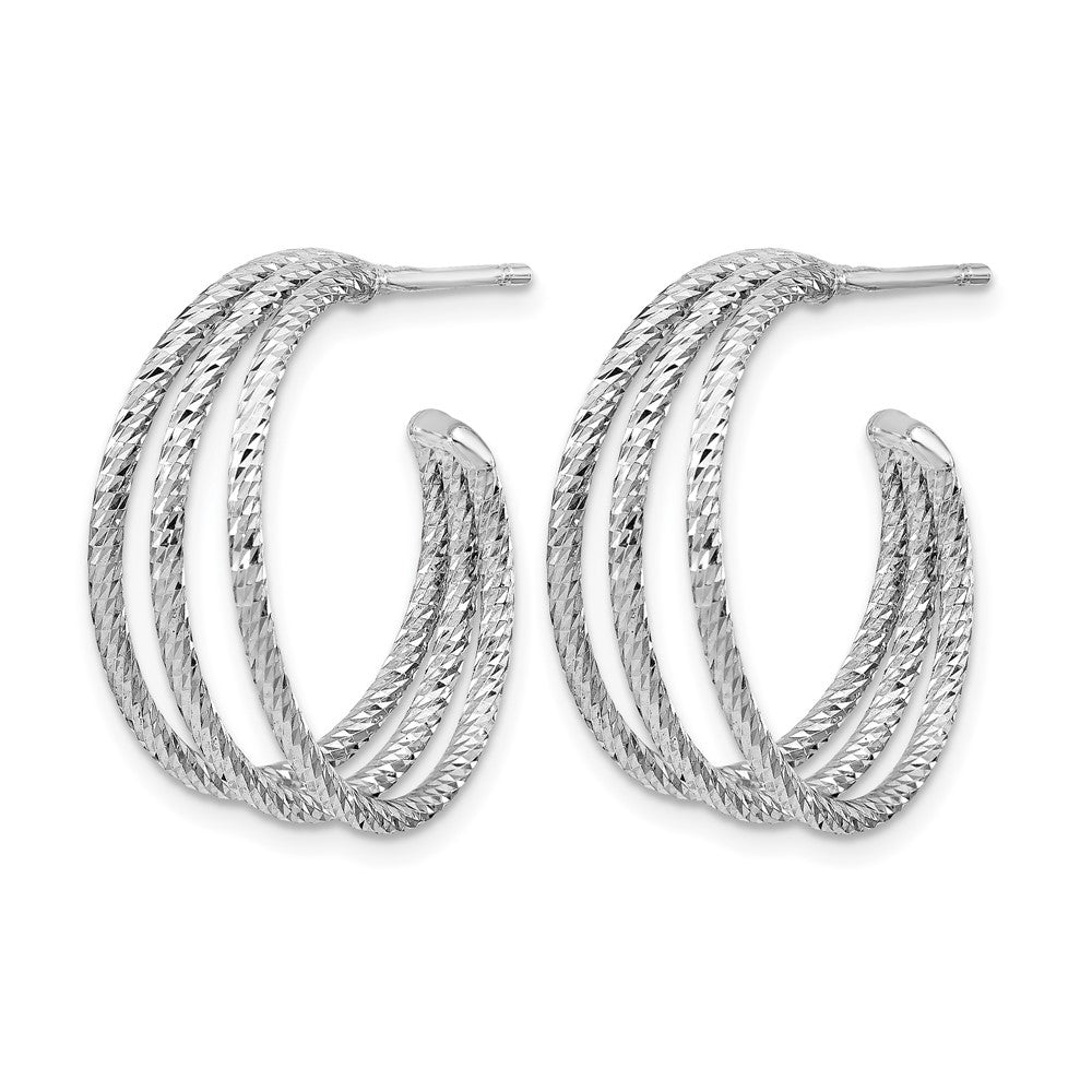 Sterling Silver Rhodium Plated D/C J Hoop Earrings