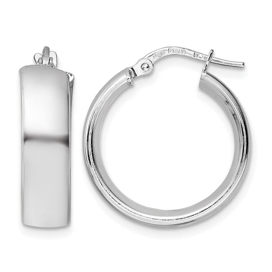 Sterling Silver Rhod Plated Polished Hoop Earrings