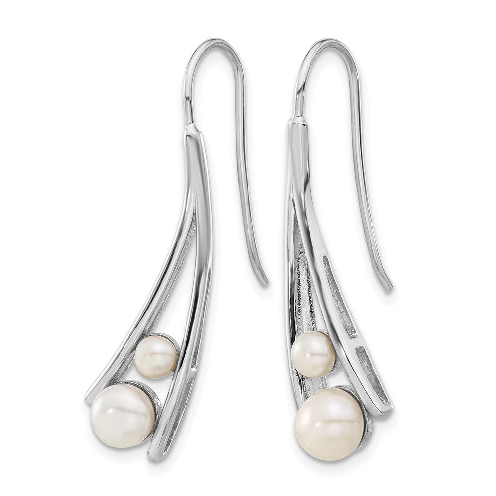 Sterling Silver Rhodium Plated Fwc Pearl Drop Earrings