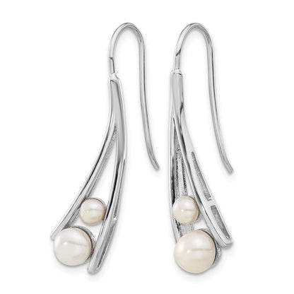 Sterling Silver Rhodium Plated Fwc Pearl Drop Earrings