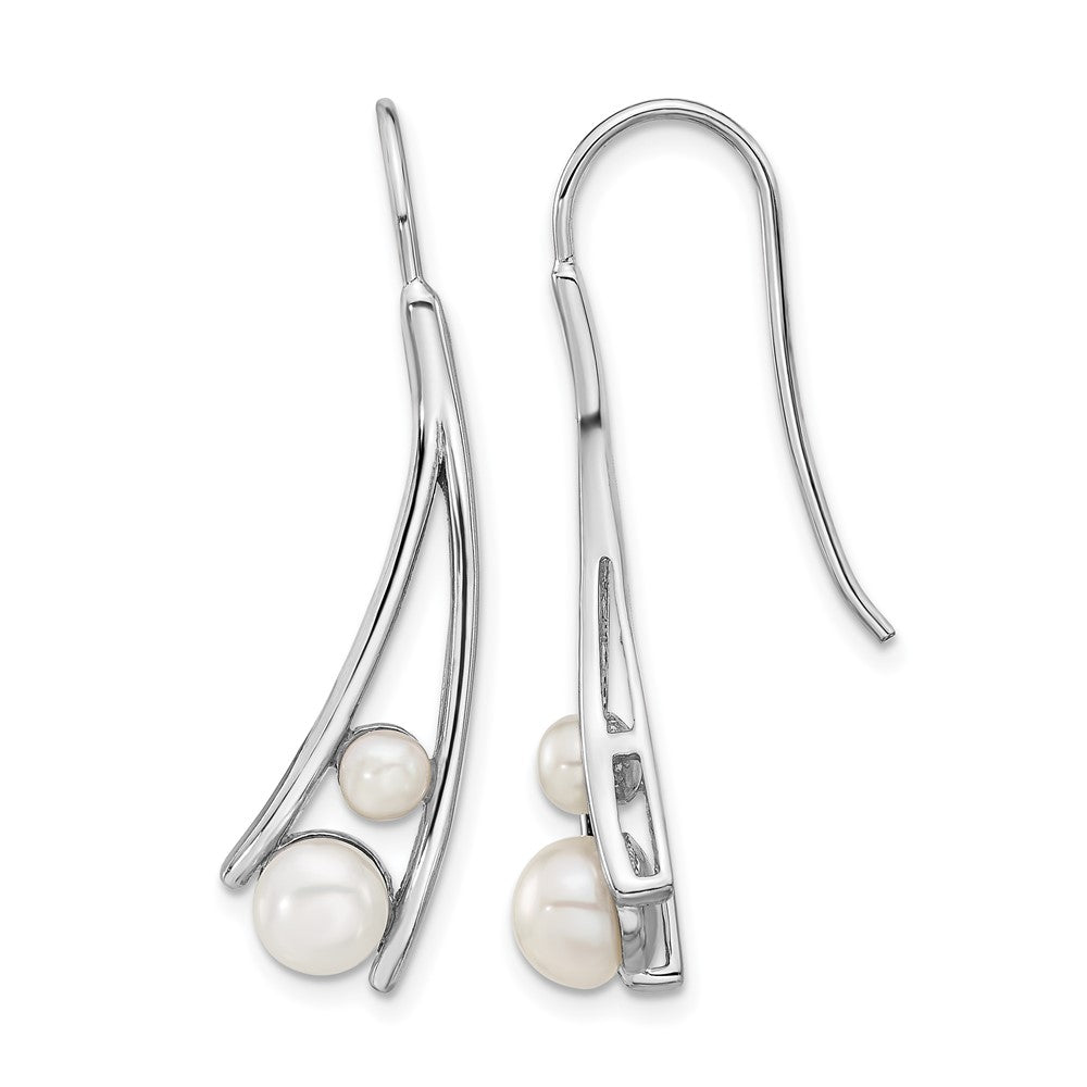 Sterling Silver Rhodium Plated Fwc Pearl Drop Earrings
