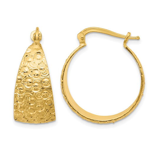 Gold Plated Sterling Silver Tone Textured Hoop Earrings