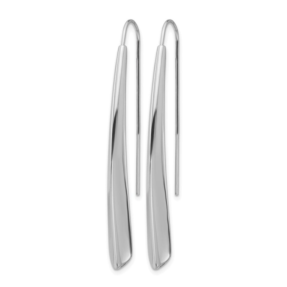 Sterling Silver Rhodium Plate Polished Drop Bar Threader Earrings