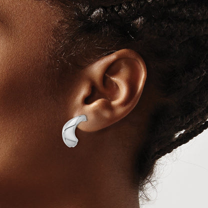 Sterling Silver Rhodium Plated Polished J Hoop Earrings