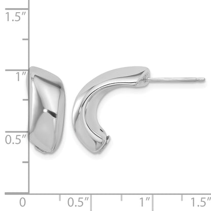 Sterling Silver Rhodium Plated Polished J Hoop Earrings