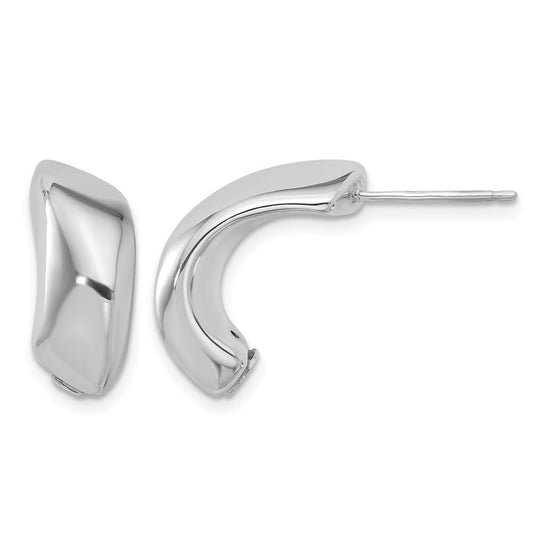 Sterling Silver Rhodium Plated Polished J Hoop Earrings