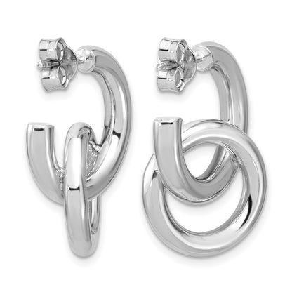 Sterling Silver Rh Plated Polished Circle Drop Post Earrings