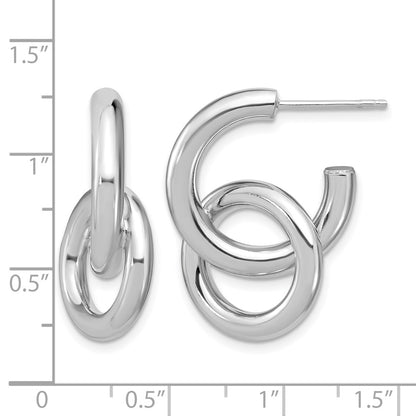 Sterling Silver Rh Plated Polished Circle Drop Post Earrings