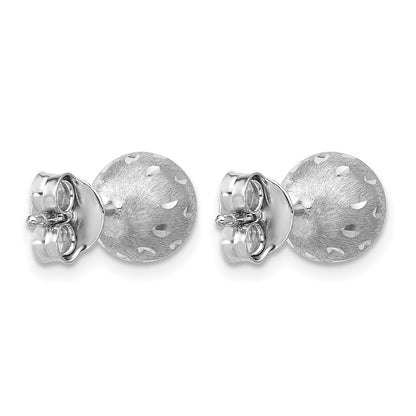 Sterling Silver Ss Rh Plated Polished/Brushed/Dia Cut Ball Post Earrings