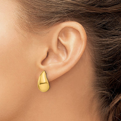 Gold Plated Sterling Silver Plt Polished Puff Teardrop Post Earrings