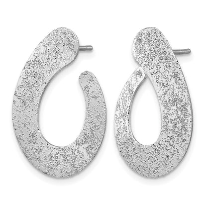 Sterling Silver Ss Rh Plated Radiant Essence Textured Teardrop Post Earrings