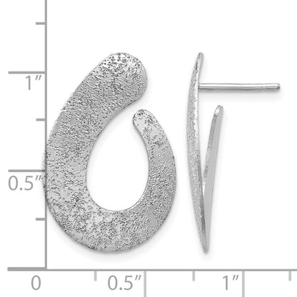 Sterling Silver Ss Rh Plated Radiant Essence Textured Teardrop Post Earrings