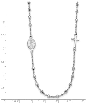 Sterling Silver Rhod Pl Cross And Miraculous Medal Necklace