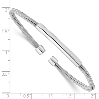 Sterling Silver Rhodium Plated Cuff Bangle