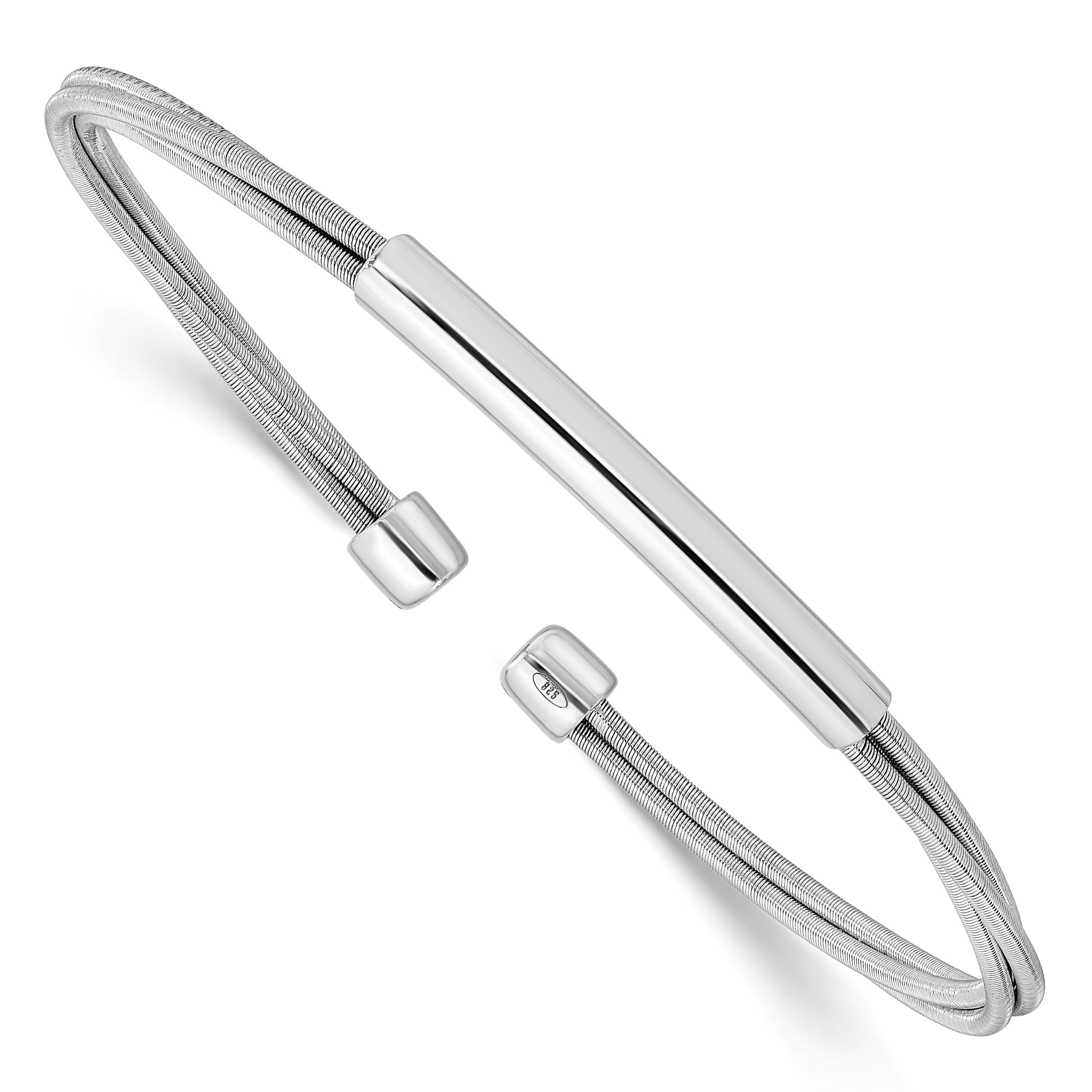 Sterling Silver Rhodium Plated Cuff Bangle