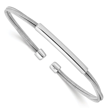 Sterling Silver Rhodium Plated Cuff Bangle