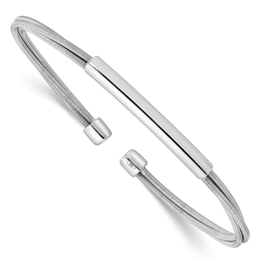Sterling Silver Rhodium Plated Cuff Bangle