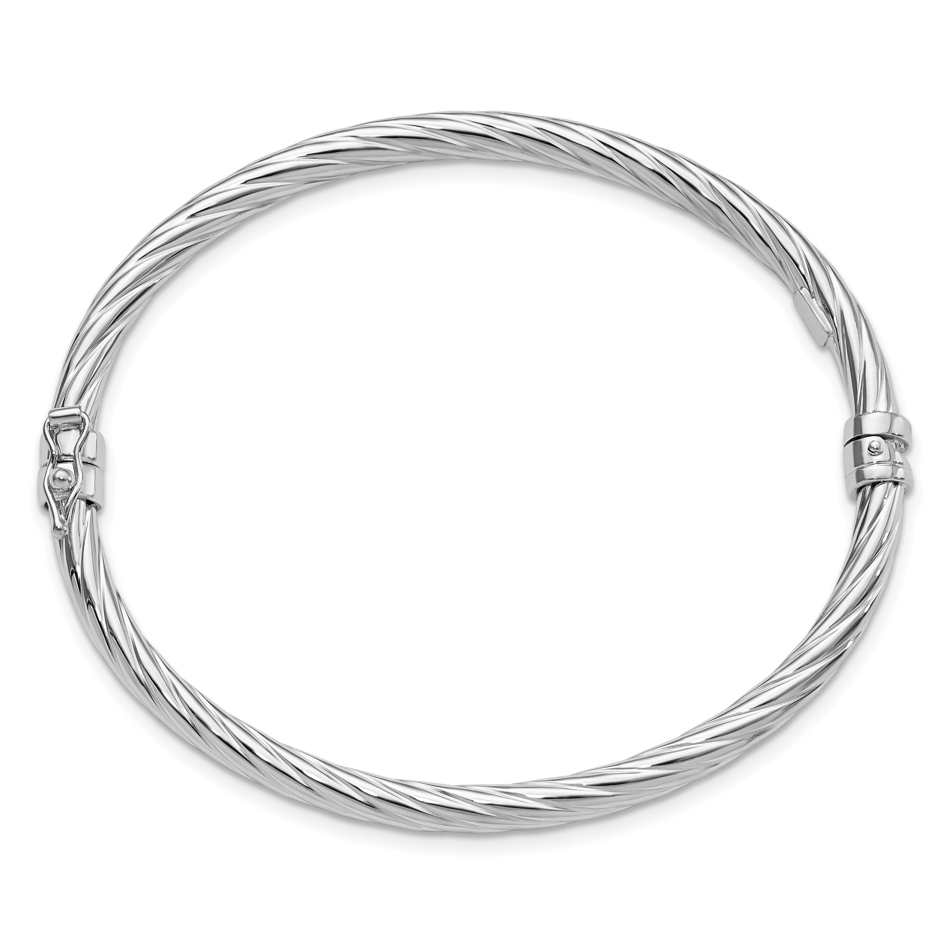 Sterling Silver Rhodium Plated Twisted Bangle