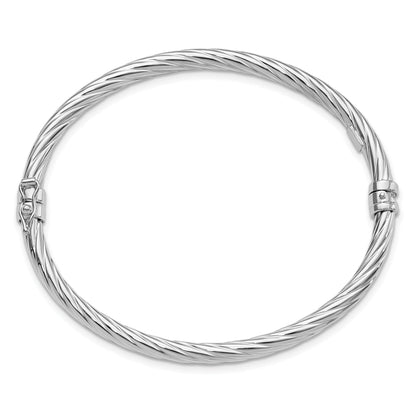 Sterling Silver Rhodium Plated Twisted Bangle