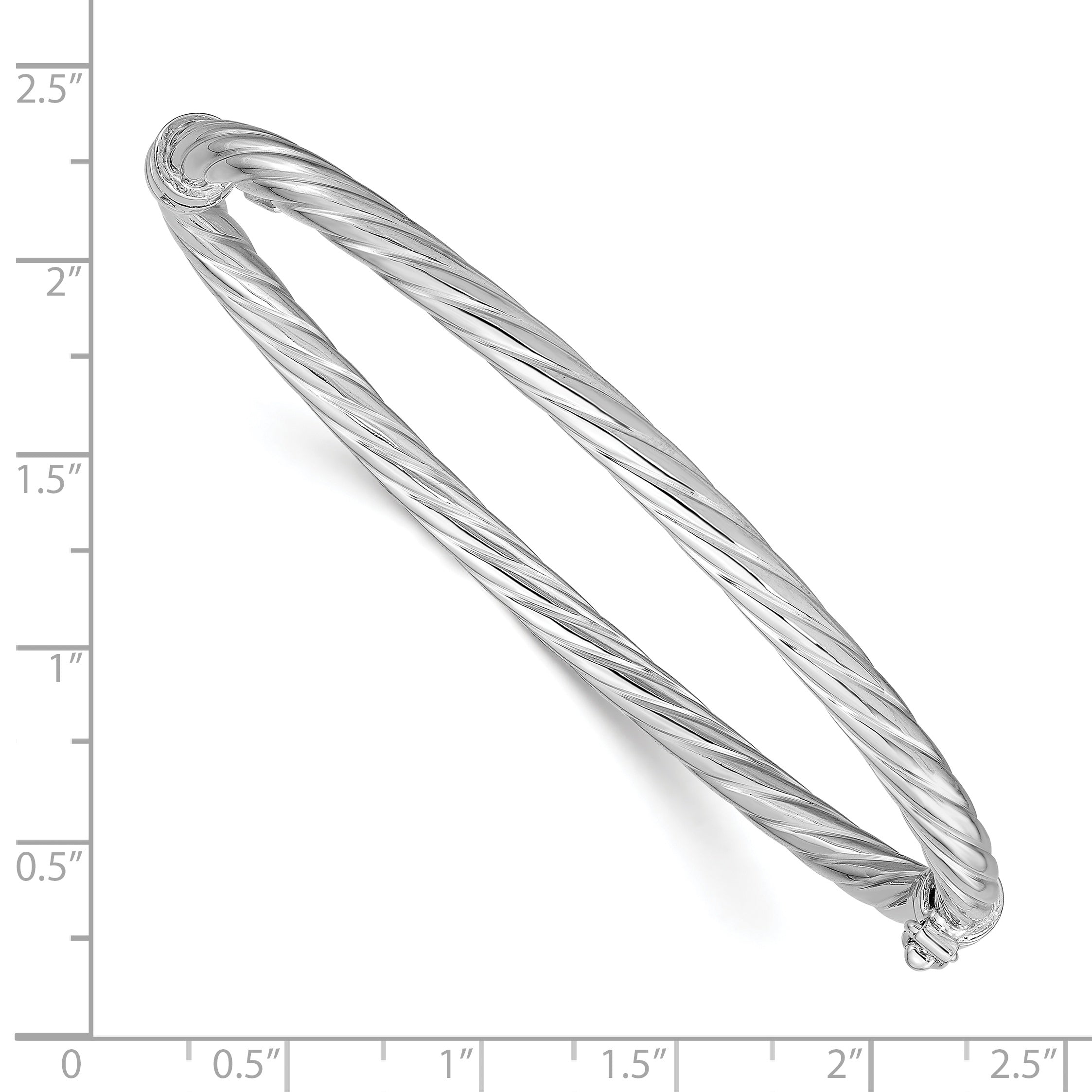 Sterling Silver Rhodium Plated Twisted Bangle