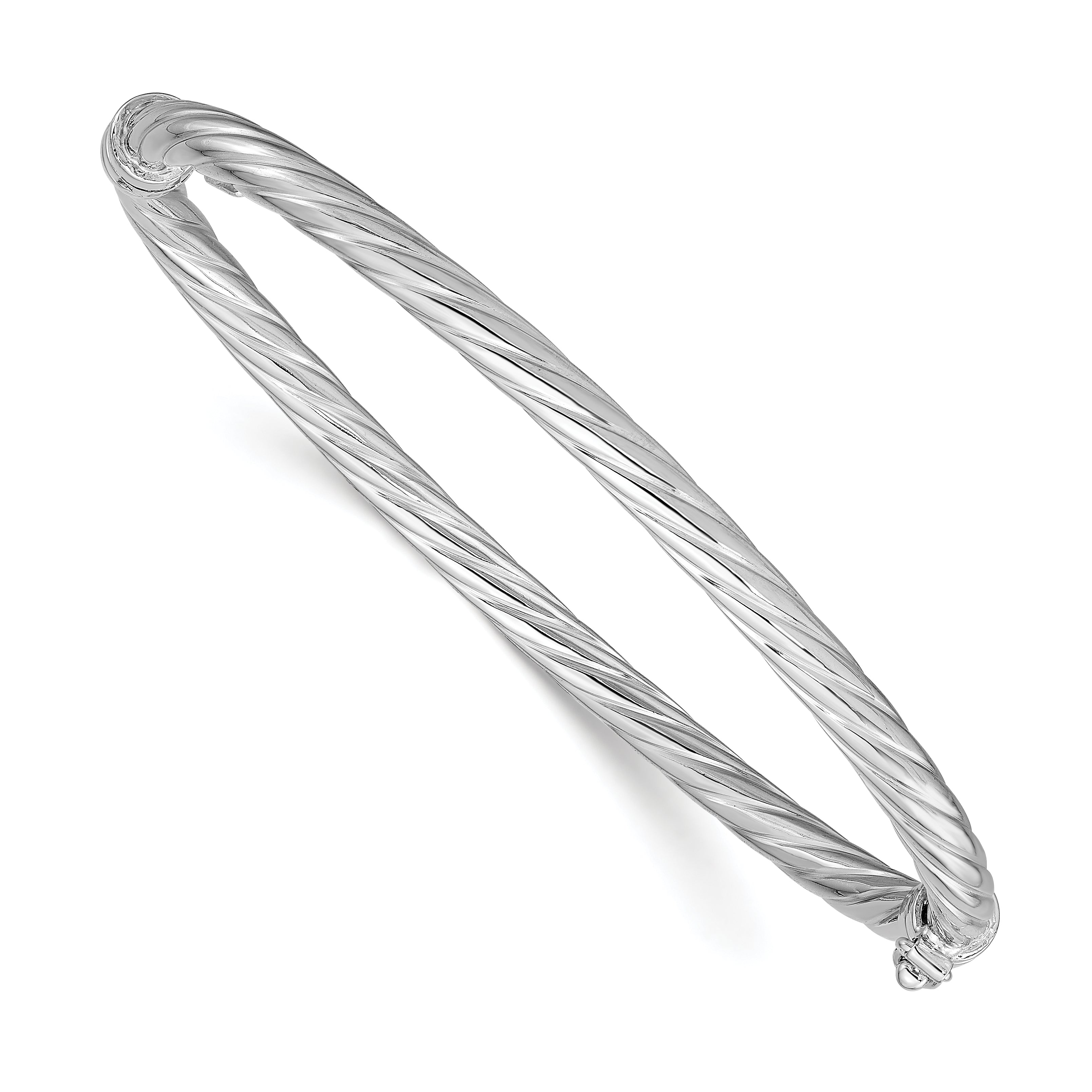 Sterling Silver Rhodium Plated Twisted Bangle
