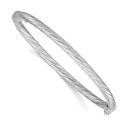 Sterling Silver Rhodium Plated Twisted Bangle