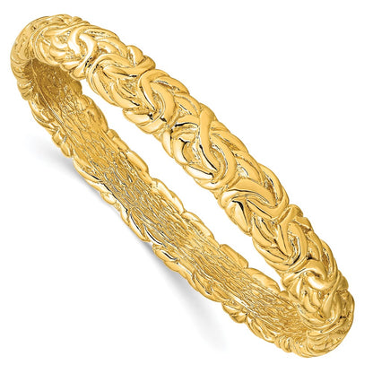 Sterling Silver Gold Tone Textured Hollow Bangle