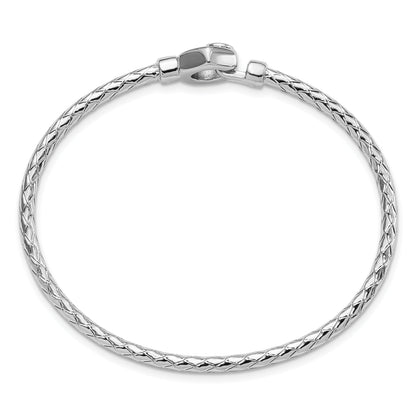 Sterling Silver Rhodium Plated Polished Braid Hook Bangle