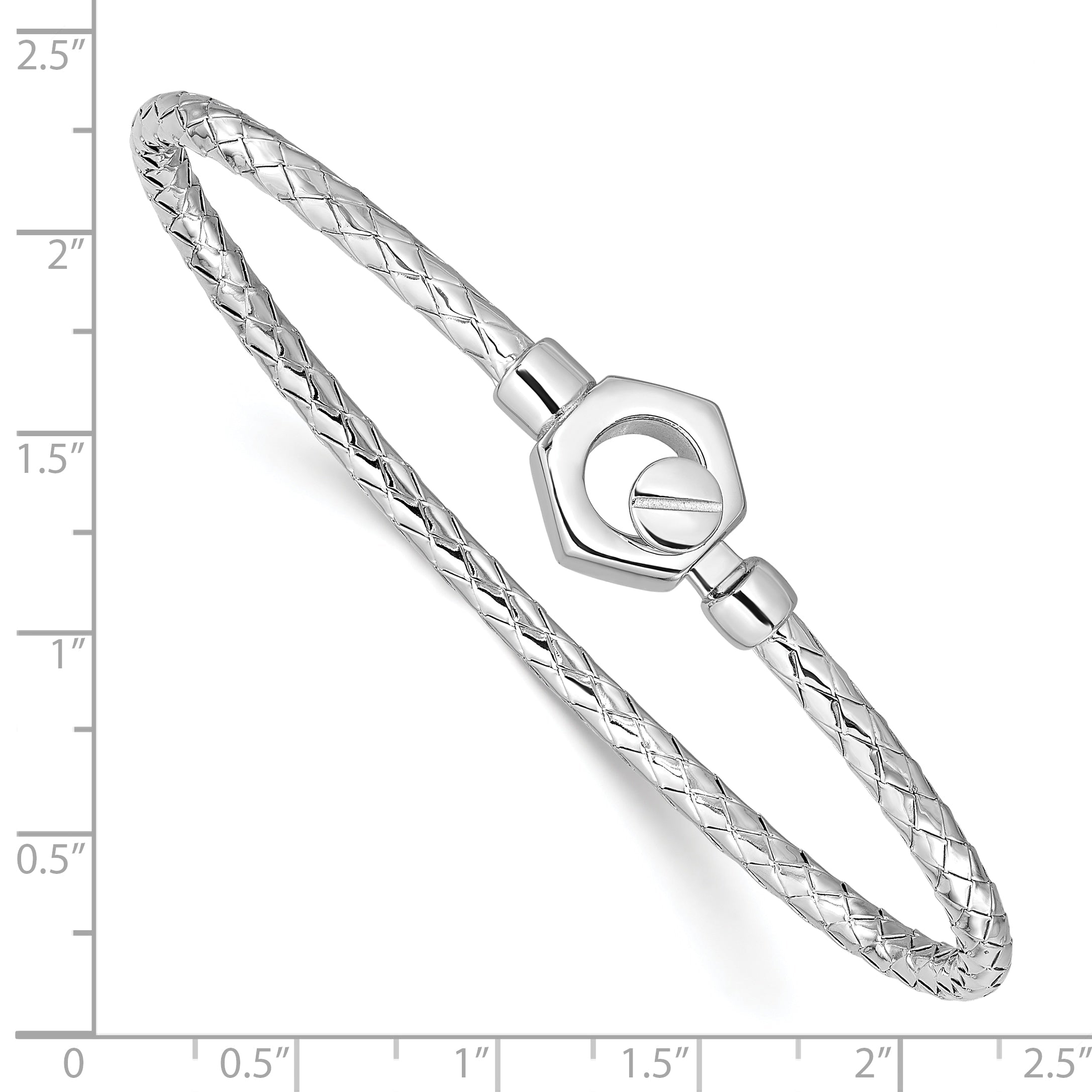 Sterling Silver Rhodium Plated Polished Braid Hook Bangle