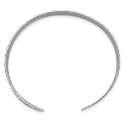 Sterling Silver Rhodium Plated Textured Bangle