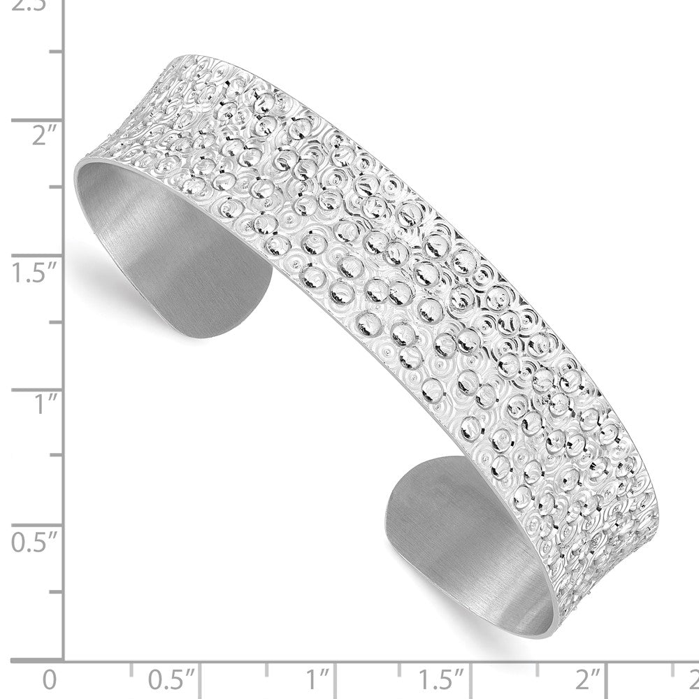 Sterling Silver Rhodium Plated Textured Bangle